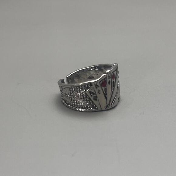 Y2K Deck of Cards Silver Ring – Adjustable Chrome Vintage Style, Unisex, New - Picture 8 of 9